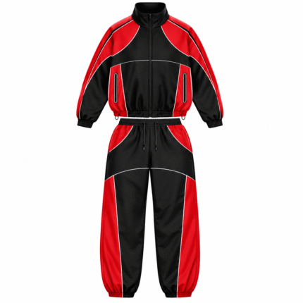 Black & Red Windbreaker Set – Lightweight Track Suit for Sports, Training & Streetwear