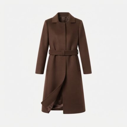 Custom Brown Wool Trench Coat | Elegant Belted Winter Outerwear for Fashion Brands