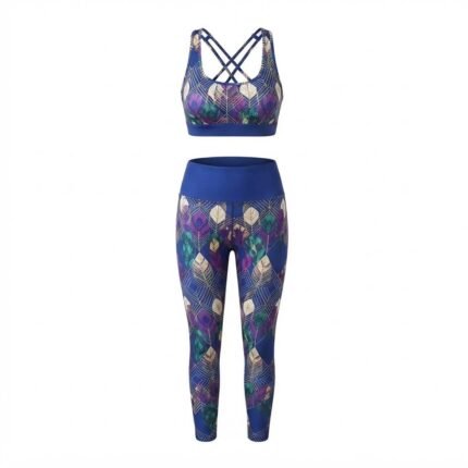 Custom Blue Printed Sports Bra & Leggings Set