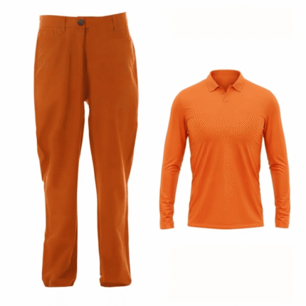 Professional Orange Umpire Uniform Set – Long Sleeve Polo Shirt & Matching Trousers