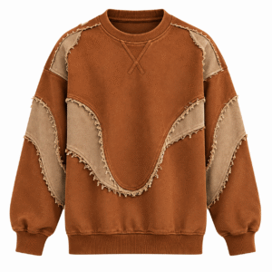 Brown Embroidered Streetwear Sweatshirt