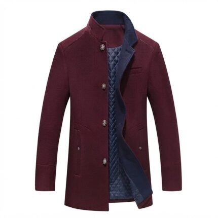Custom Burgundy Wool Blend Coat | Premium Warm, Elegant & Modern Outerwear
