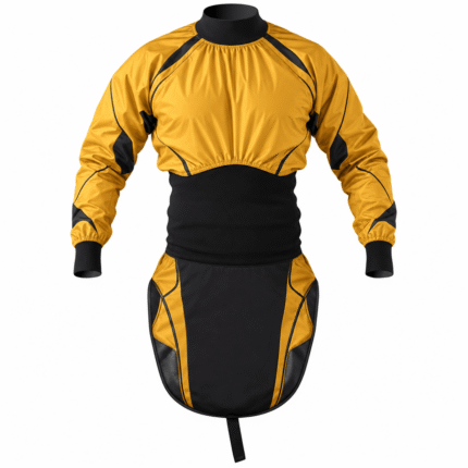 Custom Yellow & Black Canoe Slalom Paddling Suit – Long Sleeve Whitewater Racing Spray Deck Suit