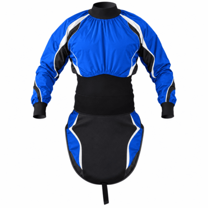 Custom Blue & Black Canoe Slalom Paddling Suit – Long Sleeve Whitewater Racing Spray Deck Suit