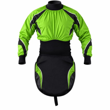Custom Green & Black Canoe Slalom Paddling Suit – Long Sleeve Whitewater Racing Spray Deck Suit
