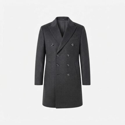 Custom Charcoal Grey Double-Breasted Wool Coat | Premium Tailored Winter Outerwear