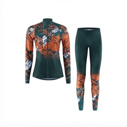 Custom Orange & Black Athletic Uniform | Performance Cycling Jacket & Compression Leggings Set
