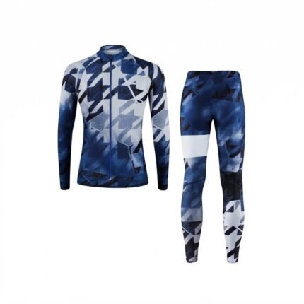 Custom Blue & White Cycling Athletic Uniform | Performance Jacket & Compression Leggings Set