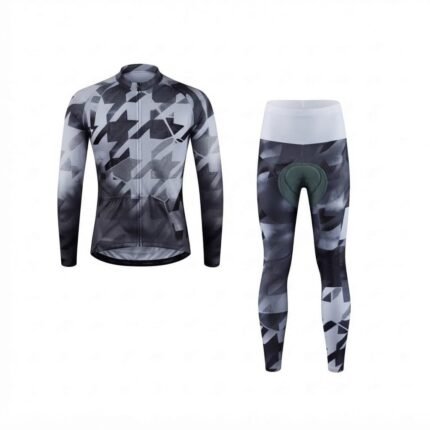 Custom Black & White Cycling Athletic Uniform | Performance Jacket & Compression Leggings Set