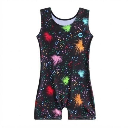 Multicolor Firework Pattern Gymnastics Uniform | Custom Kids Gymnastics Leotard