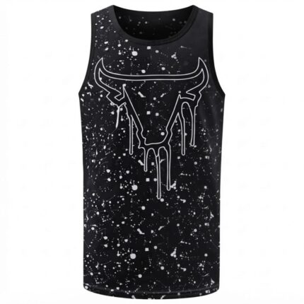 Custom Printed Sleeveless Tank Top – Black Splatter Streetwear Design