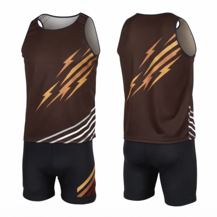 Custom Brown & Black Roller Derby Uniform Set – Lightning Performance Tank Top & Shorts