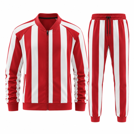 Custom Red & White Coach Uniform Tracksuit – Full Zip Jacket & Jogger Pants