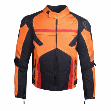 Orange & Black Armored Motorcycle Riding Jacket – Protective Touring Biker Jacket