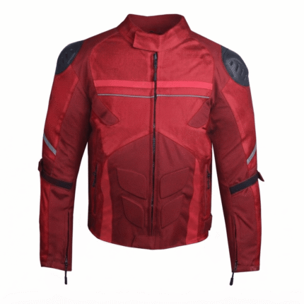 Red Armored Motorcycle Riding Jacket – Reflective Protective Touring Biker Jacket