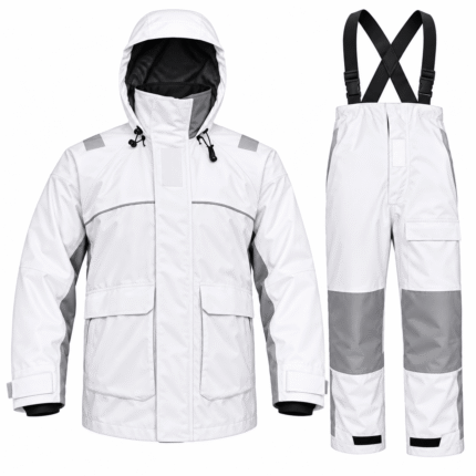 White & Grey Technical Fishing Jacket and Bib Trousers