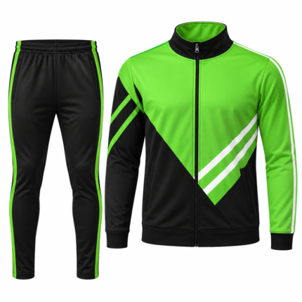 Custom Green & Black Performance Tracksuit – Full Zip Jacket & Training Pants Set